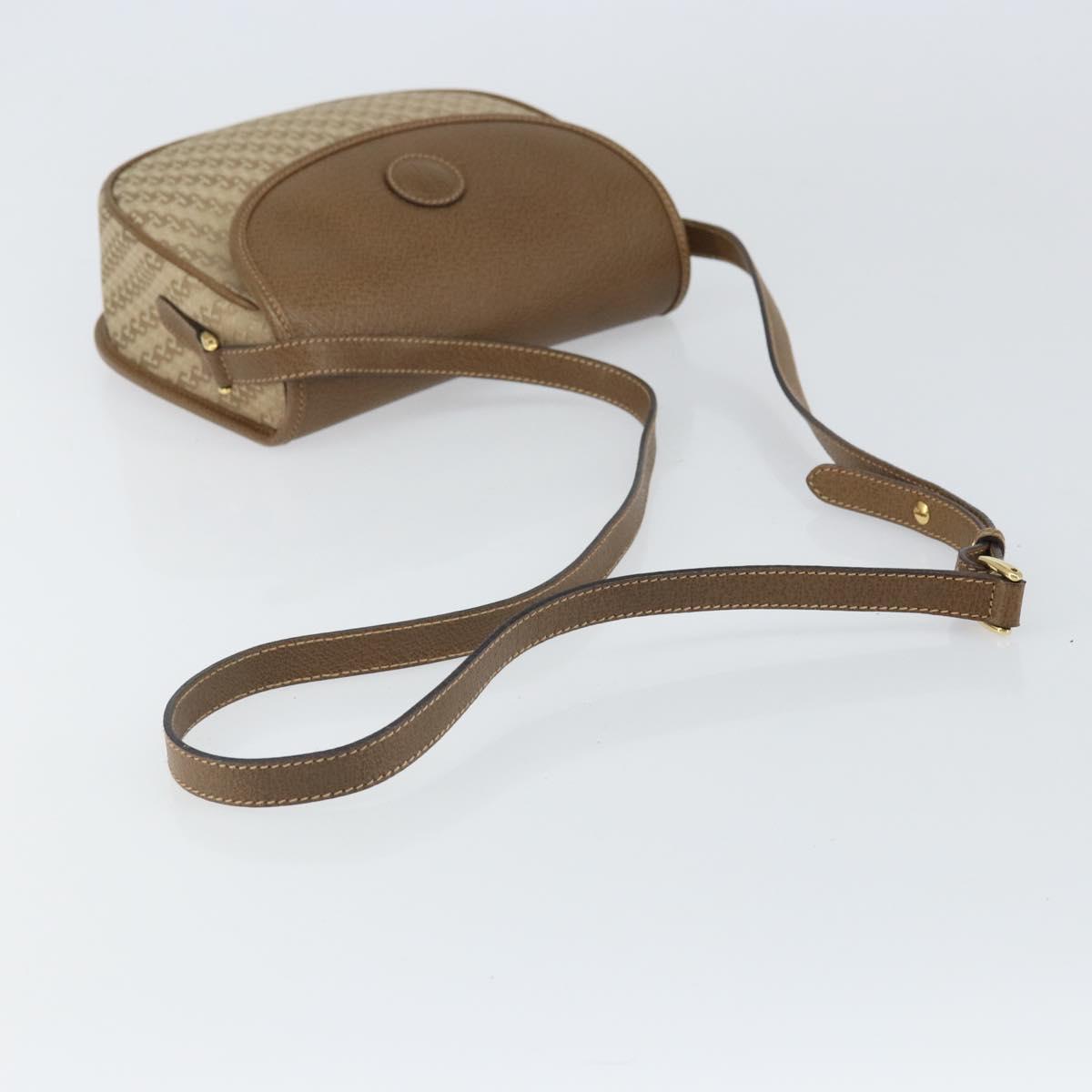 GUCCI Shoulder Bag Nylon Leather Beige Gold 007 754 0074 Auth ep12620