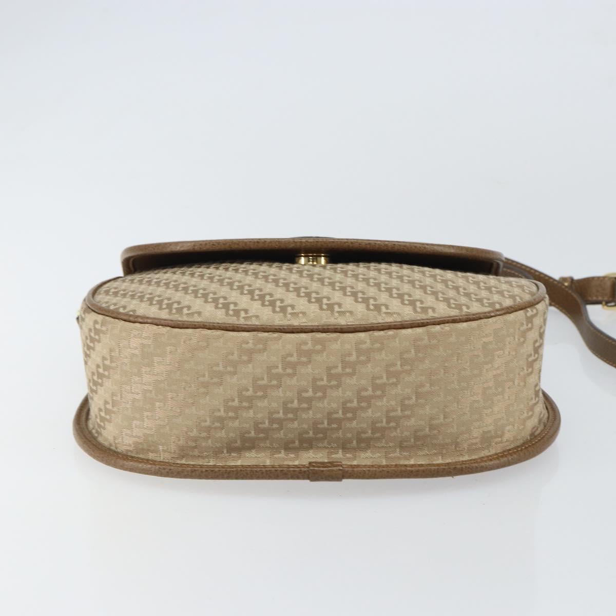 GUCCI Shoulder Bag Nylon Leather Beige Gold 007 754 0074 Auth ep12620