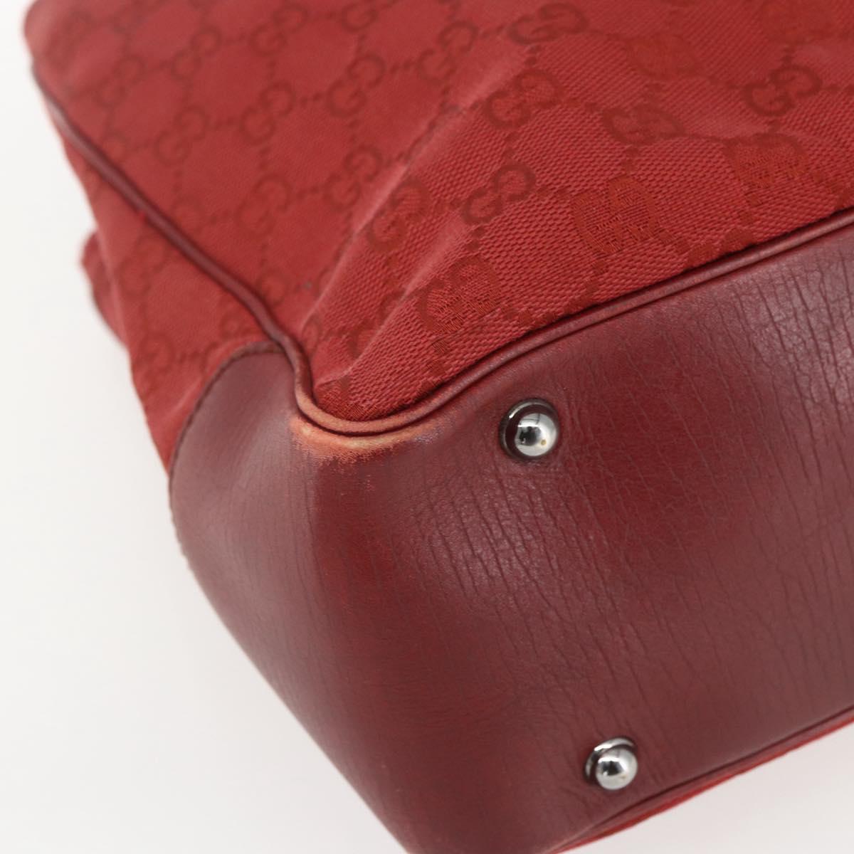 GUCCI GG Canvas Bamboo Hand Bag Red 112526 Auth ep12621