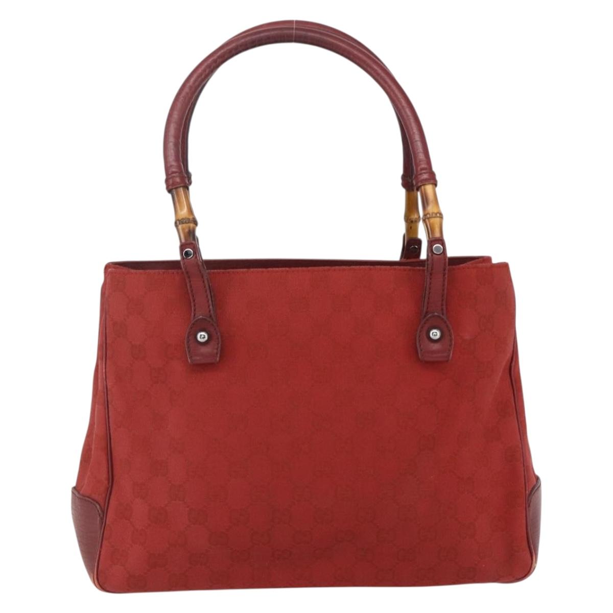 GUCCI GG Canvas Bamboo Hand Bag Red 112526 Auth ep12621