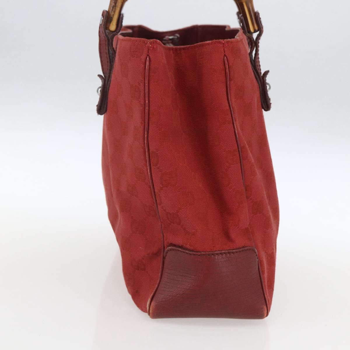 GUCCI GG Canvas Bamboo Hand Bag Red 112526 Auth ep12621