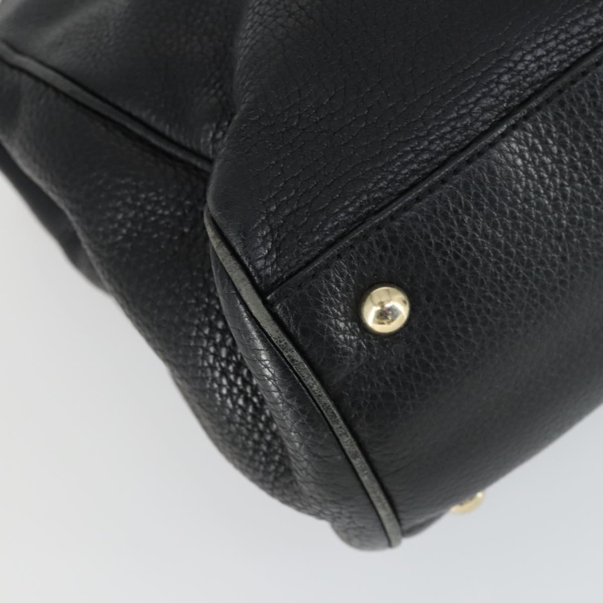 GUCCI Bamboo Hand Bag Leather 2way Black Gold 323660 Auth ep12626