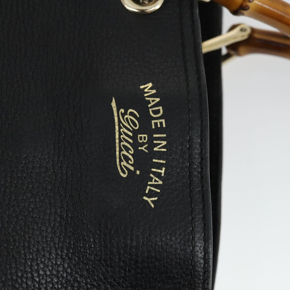 GUCCI Bamboo Hand Bag Leather 2way Black Gold 323660 Auth ep12626
