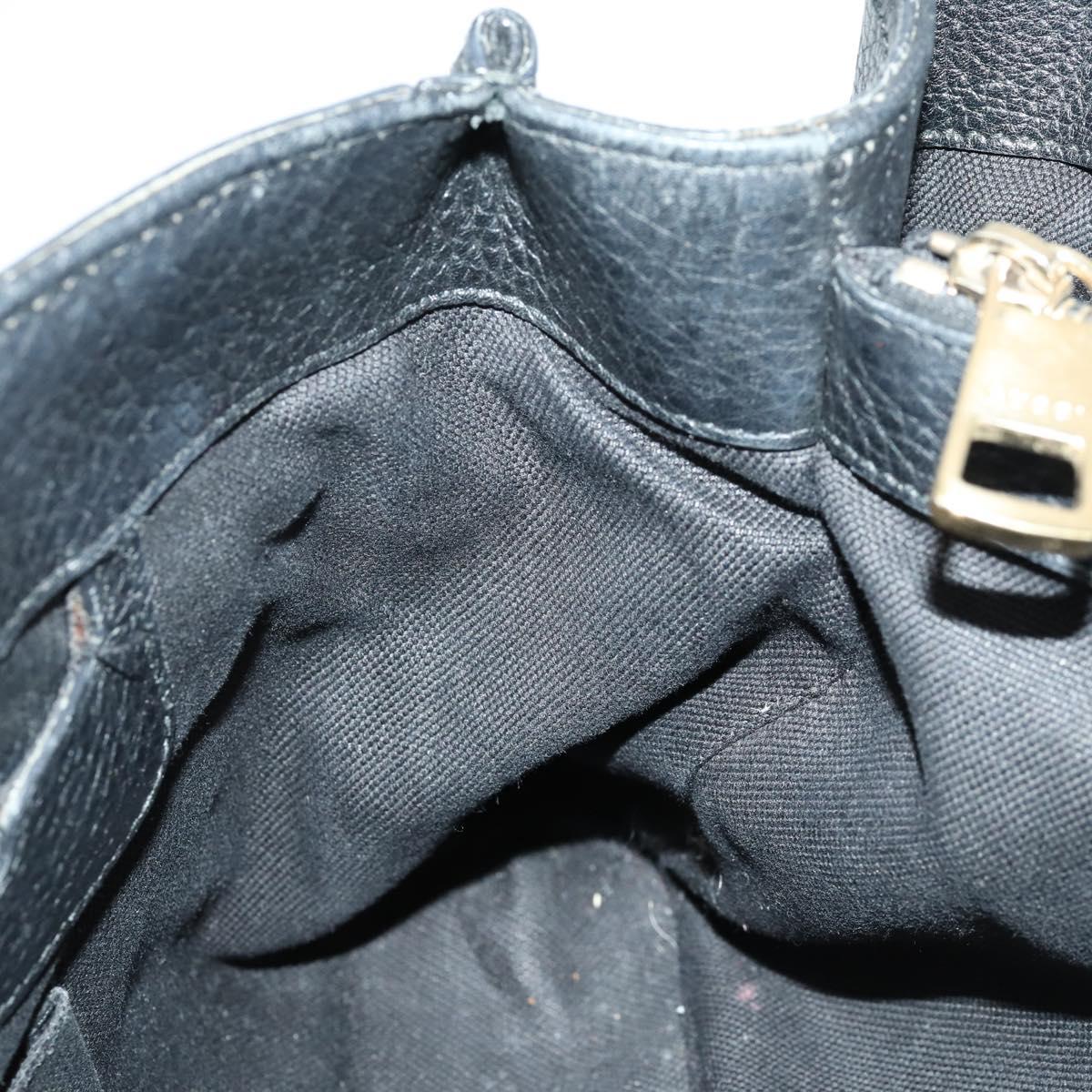 GUCCI Bamboo Hand Bag Leather 2way Black Gold 323660 Auth ep12626