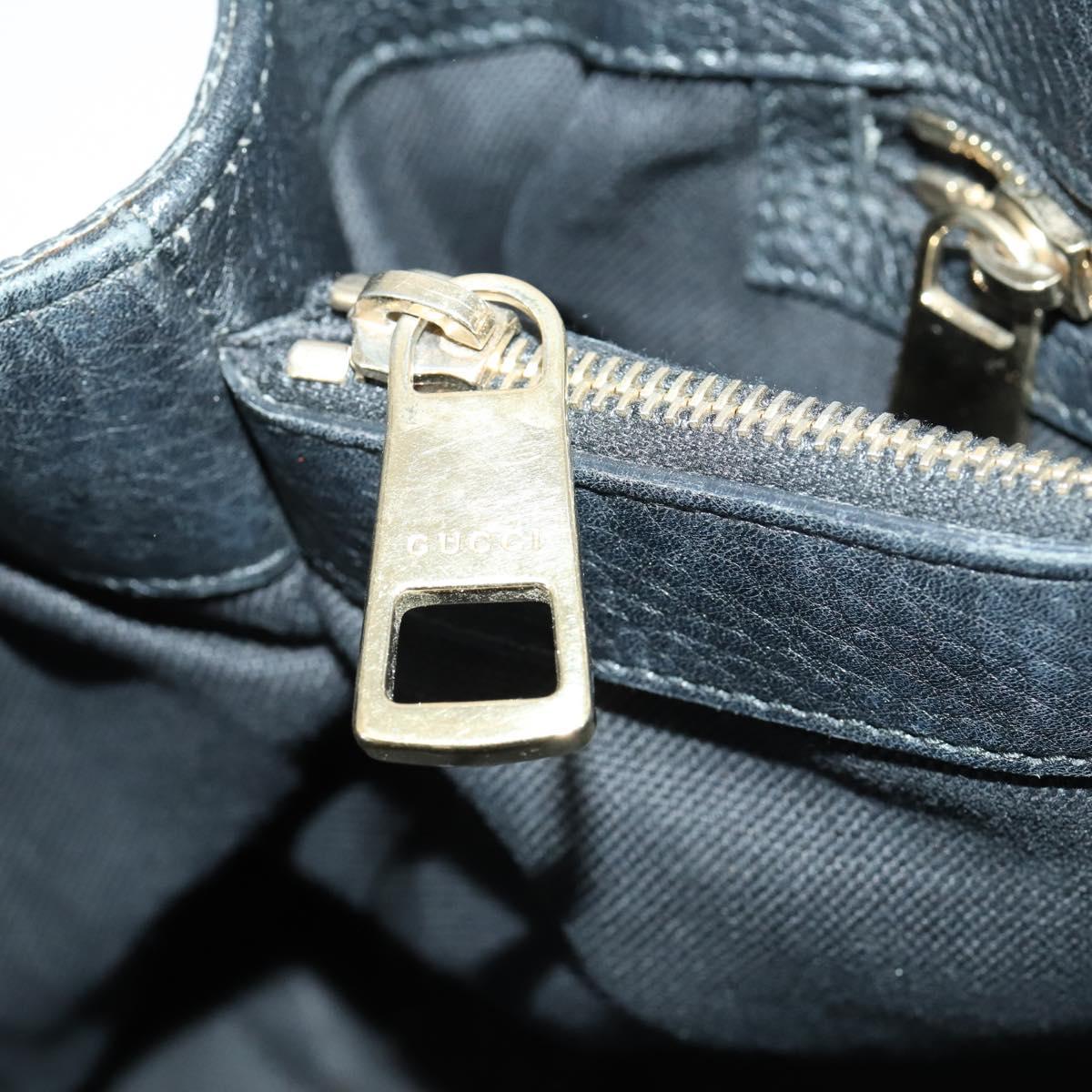 GUCCI Bamboo Hand Bag Leather 2way Black Gold 323660 Auth ep12626