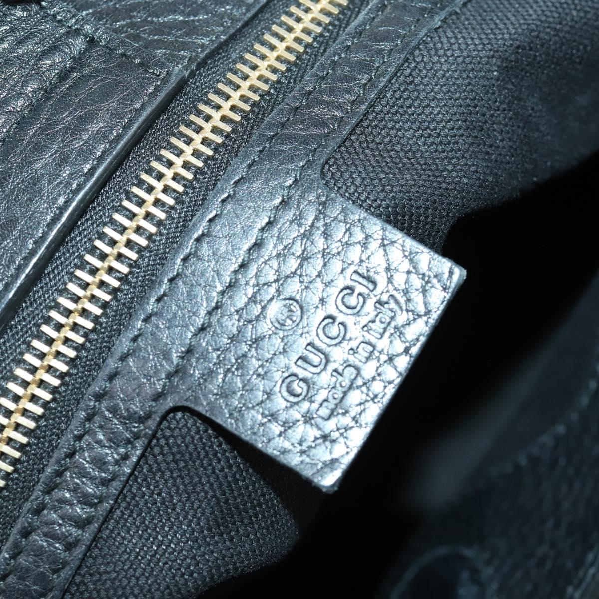 GUCCI Bamboo Hand Bag Leather 2way Black Gold 323660 Auth ep12626