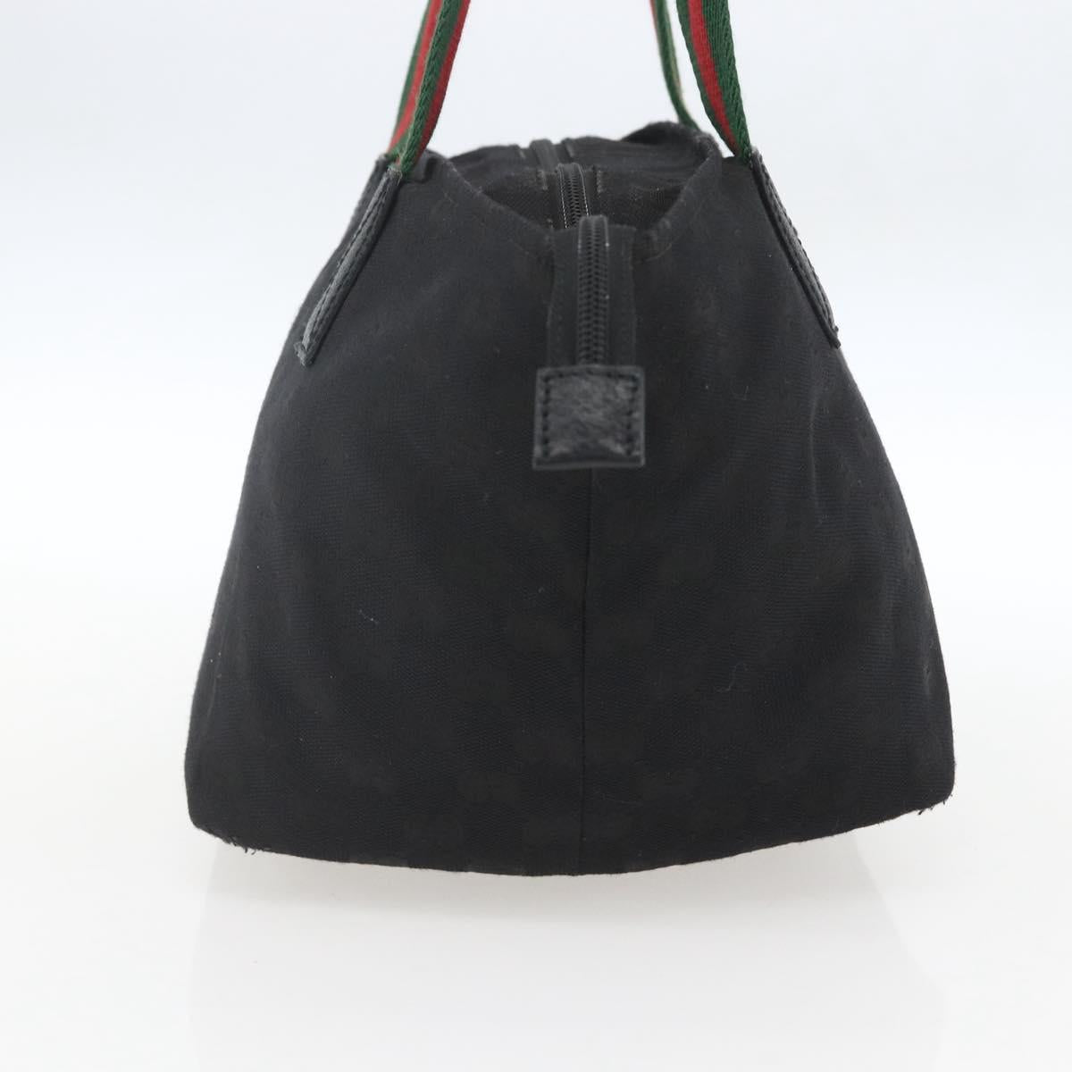 GUCCI GG Canvas Web Sherry Line Hand Bag Black Silver 131228 Auth ep12633