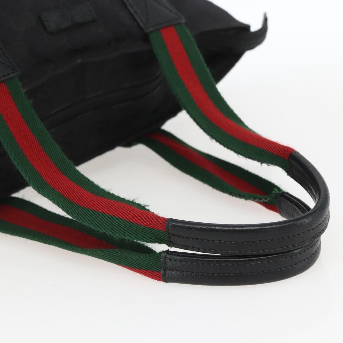 GUCCI GG Canvas Web Sherry Line Hand Bag Black Silver 131228 Auth ep12633