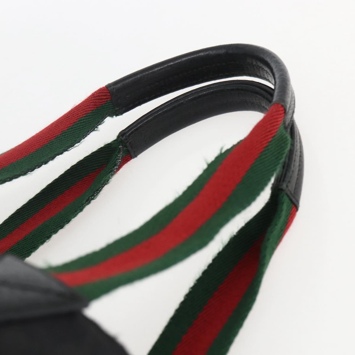 GUCCI GG Canvas Web Sherry Line Hand Bag Black Silver 131228 Auth ep12633