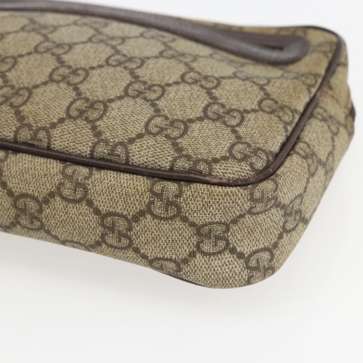 GUCCI GG Supreme Web Sherry Line Clutch Bag PVC Beige Silver 73956 Auth ep12637