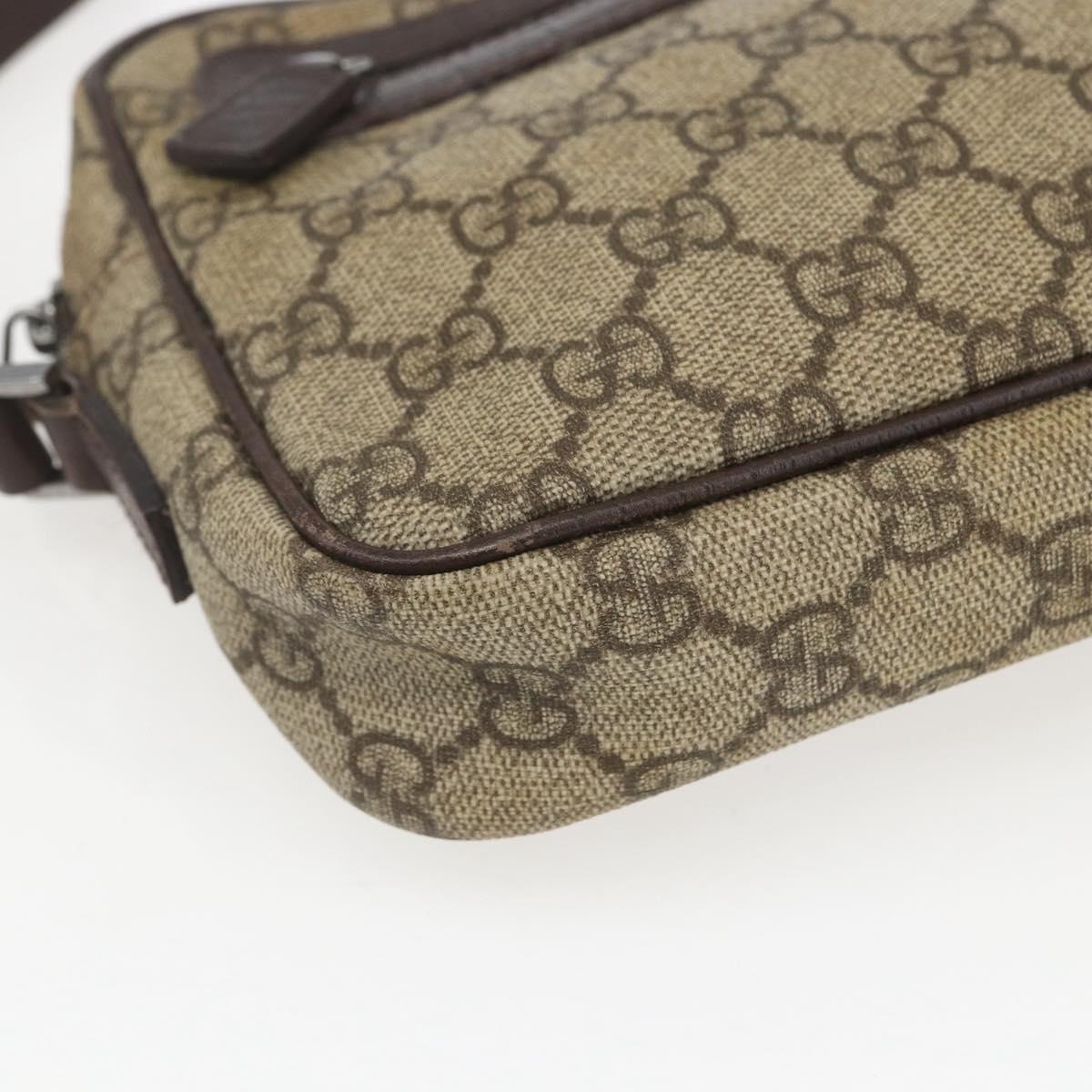GUCCI GG Supreme Web Sherry Line Clutch Bag PVC Beige Silver 73956 Auth ep12637