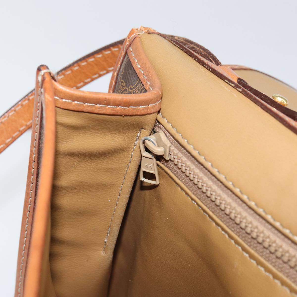 CELINE Macadam Canvas Shoulder Bag PVC Leather Brown Gold Auth ep12638