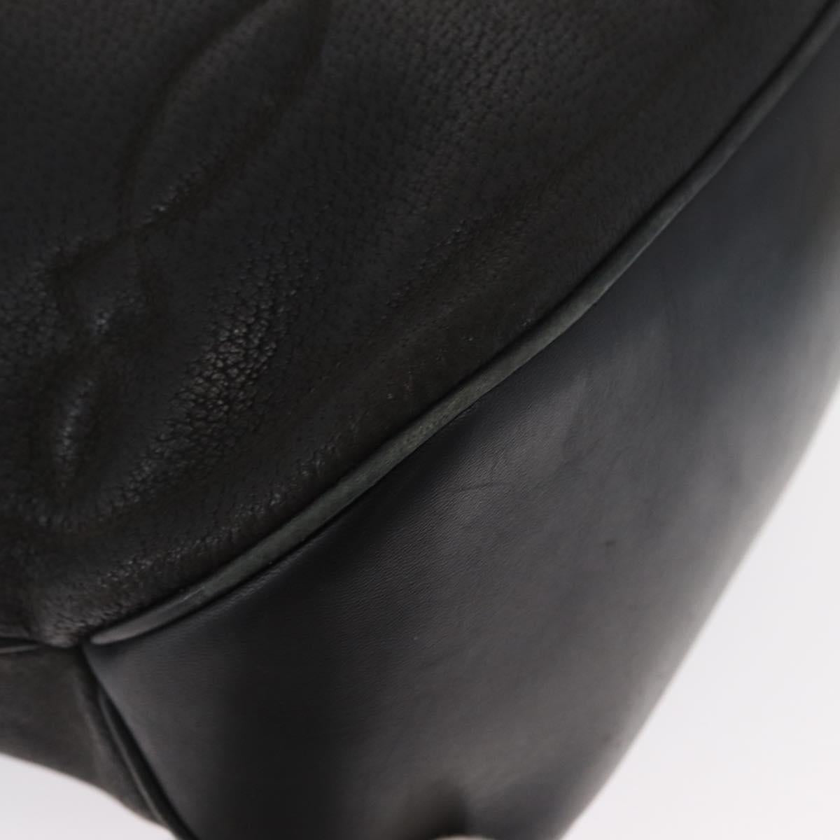 GUCCI Shoulder Bag Leather Black Gold Auth ep12642
