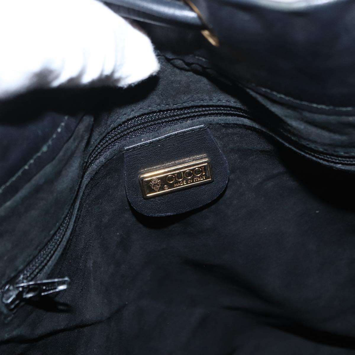 GUCCI Shoulder Bag Leather Black Gold Auth ep12642