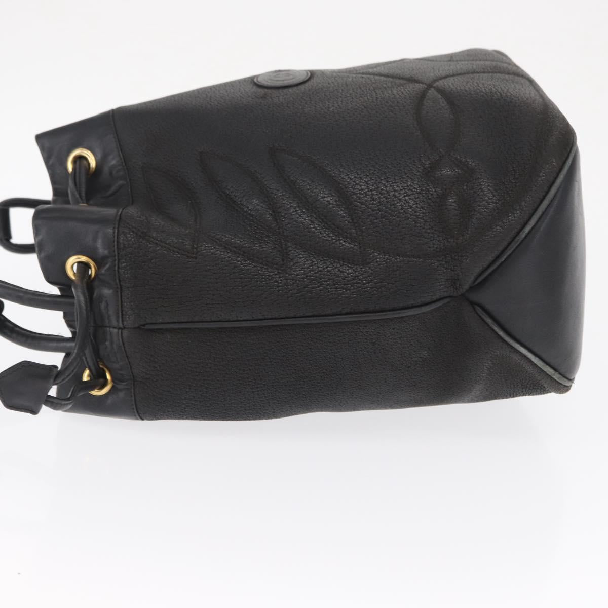 GUCCI Shoulder Bag Leather Black Gold Auth ep12642