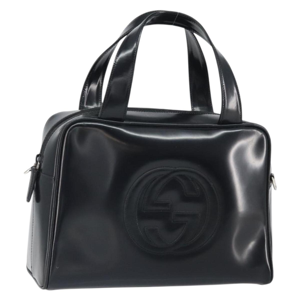 GUCCI Hand Bag Patent leather Black Silver 000 1274 0505 Auth ep12647