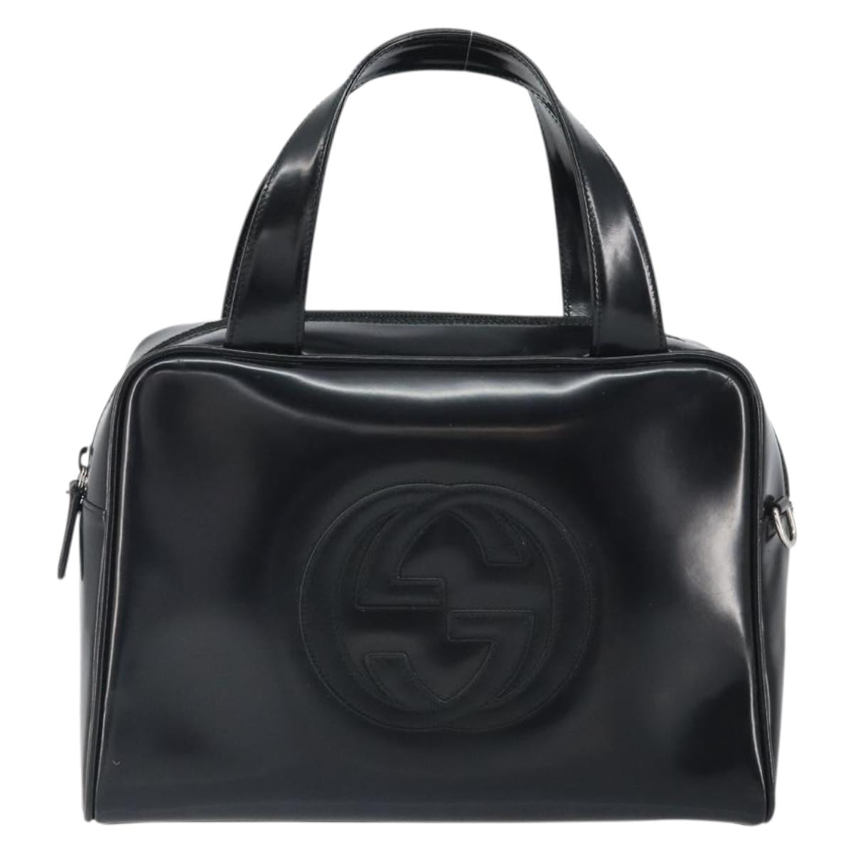GUCCI Hand Bag Patent leather Black Silver 000 1274 0505 Auth ep12647
