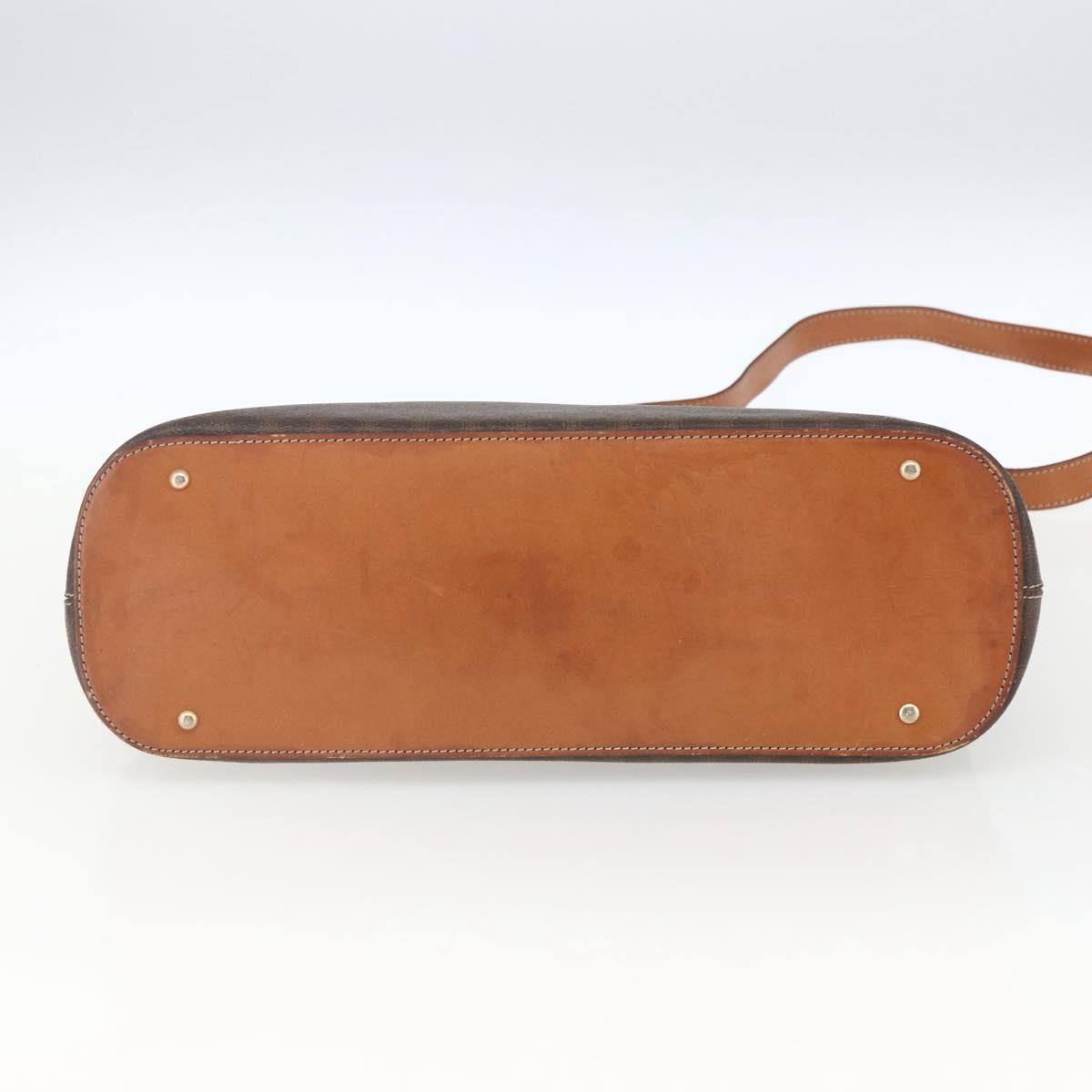 CELINE Macadam Canvas Hand Bag PVC Leather 2way Brown Gold Auth ep12650