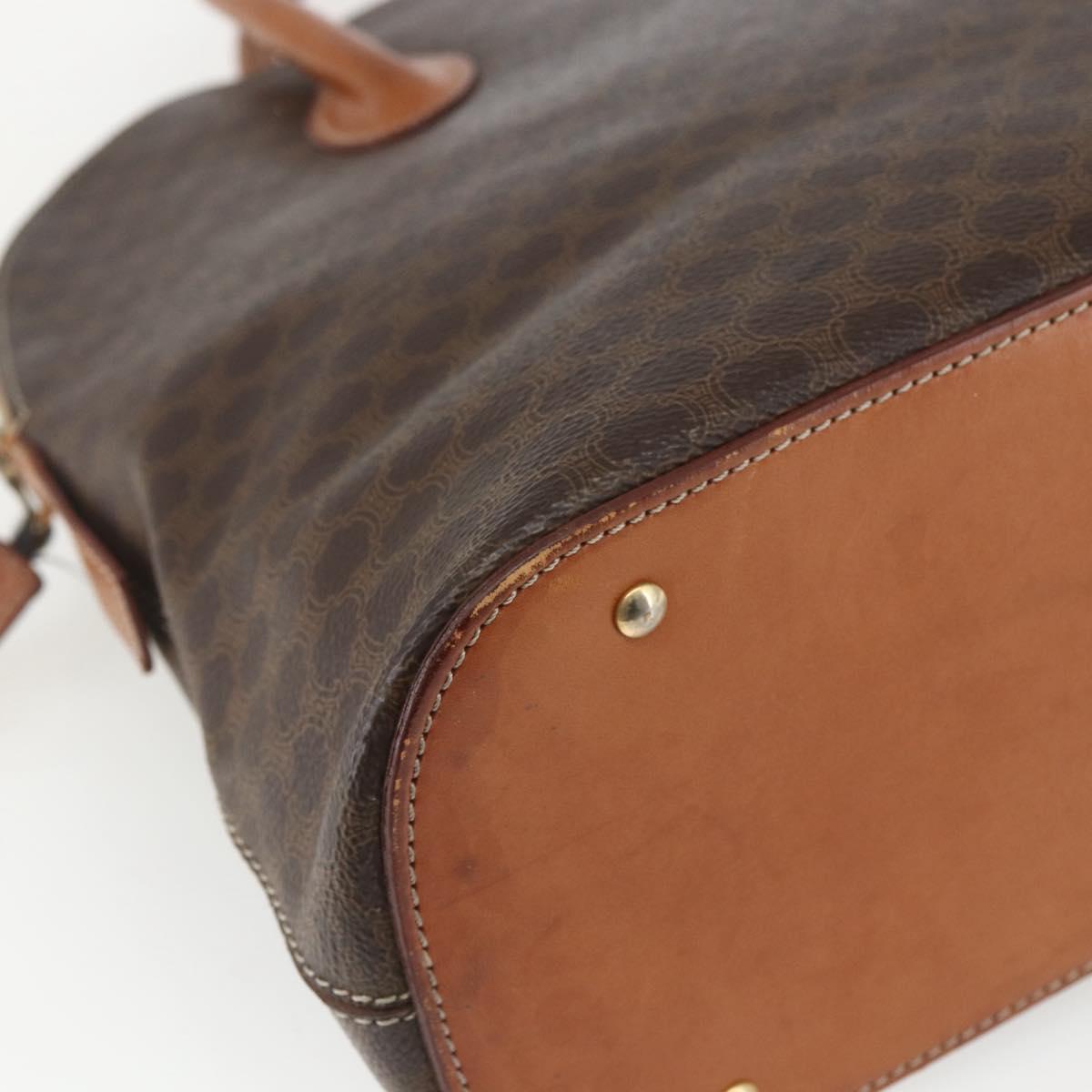 CELINE Macadam Canvas Hand Bag PVC Leather 2way Brown Gold Auth ep12650