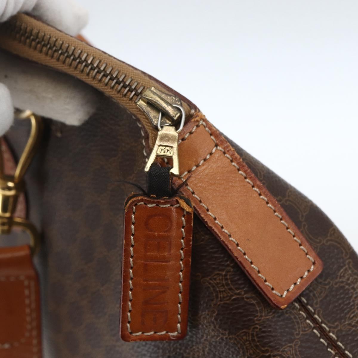 CELINE Macadam Canvas Hand Bag PVC Leather 2way Brown Gold Auth ep12650