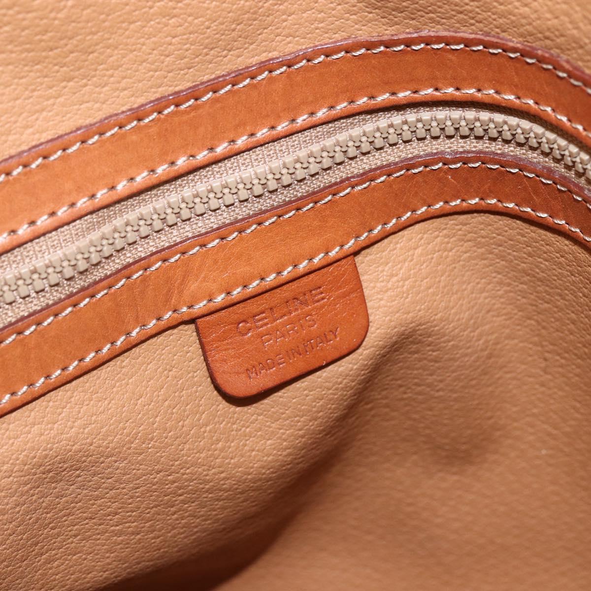 CELINE Macadam Canvas Hand Bag PVC Leather 2way Brown Gold Auth ep12650