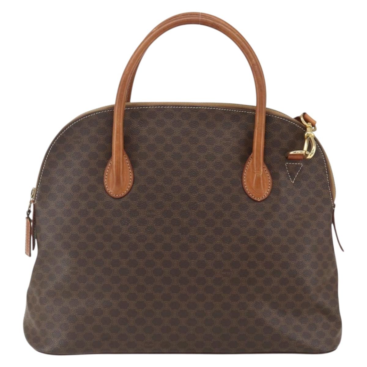 CELINE Macadam Canvas Hand Bag PVC Leather 2way Brown Gold Auth ep12650