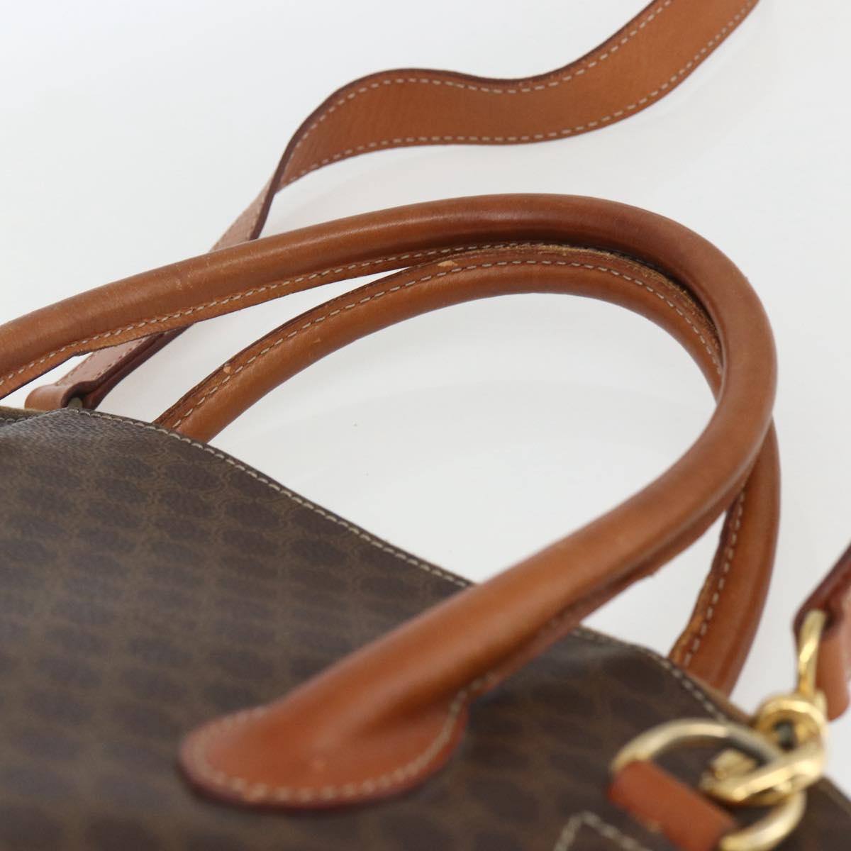 CELINE Macadam Canvas Hand Bag PVC Leather 2way Brown Gold Auth ep12650