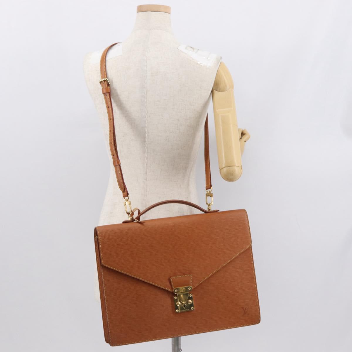 LOUIS VUITTON Epi Porte Documents Bandouliere Brown M54468 Auth ep12652