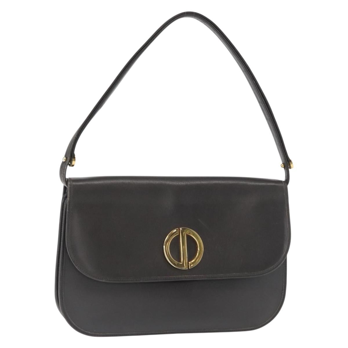 Christian Dior Shoulder Bag Leather Gray Gold Auth ep12656
