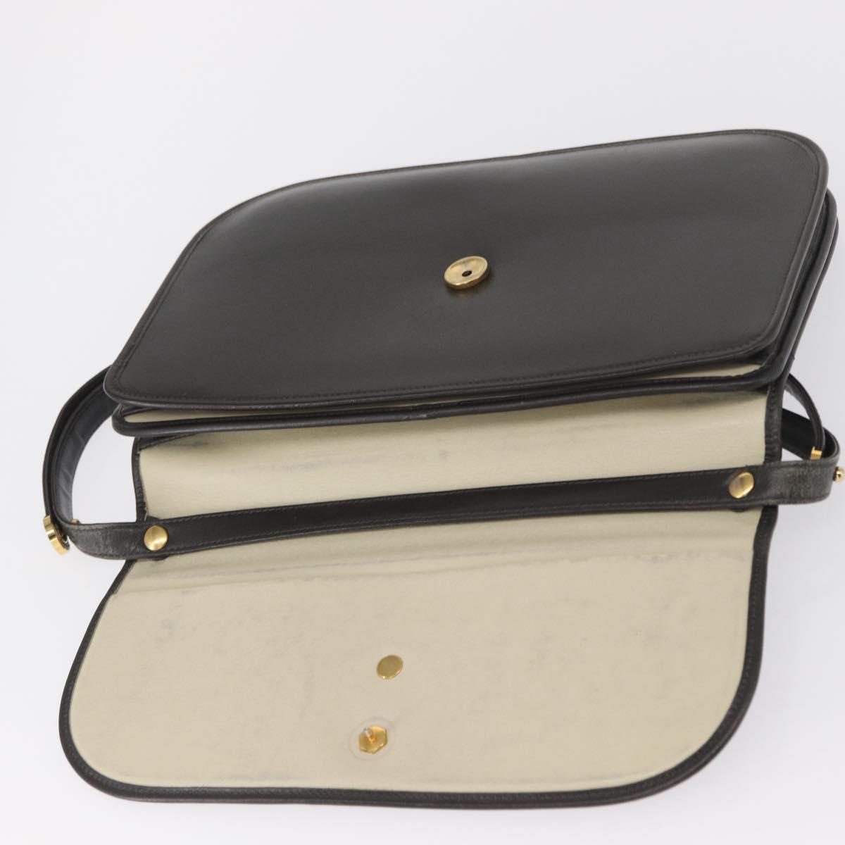 Christian Dior Shoulder Bag Leather Gray Gold Auth ep12656