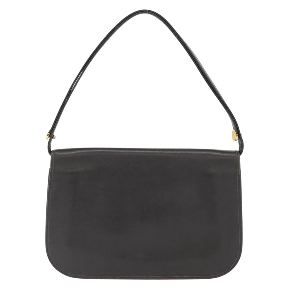Christian Dior Shoulder Bag Leather Gray Gold Auth ep12656