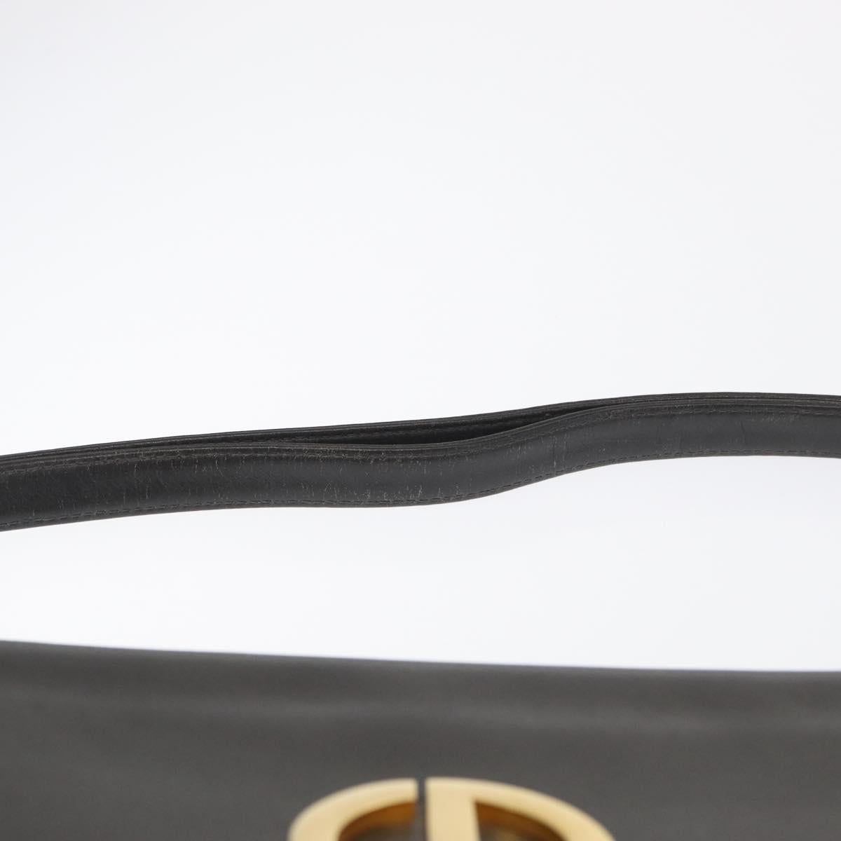 Christian Dior Shoulder Bag Leather Gray Gold Auth ep12656