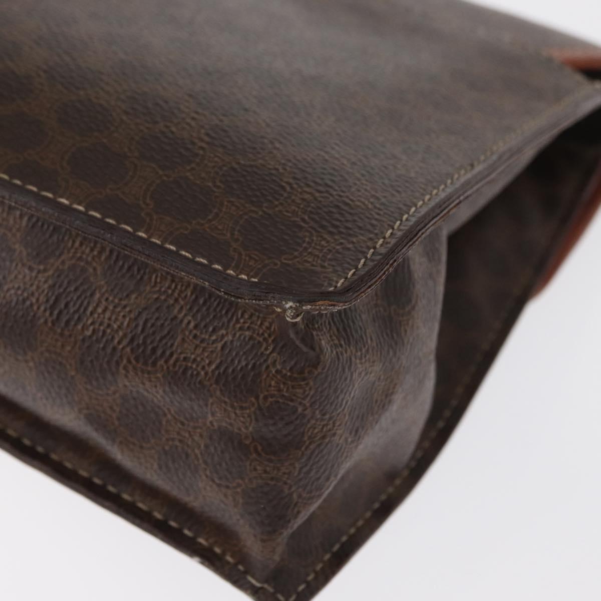 CELINE Macadam Canvas Hand Bag PVC Leather Brown Gold Auth ep12658