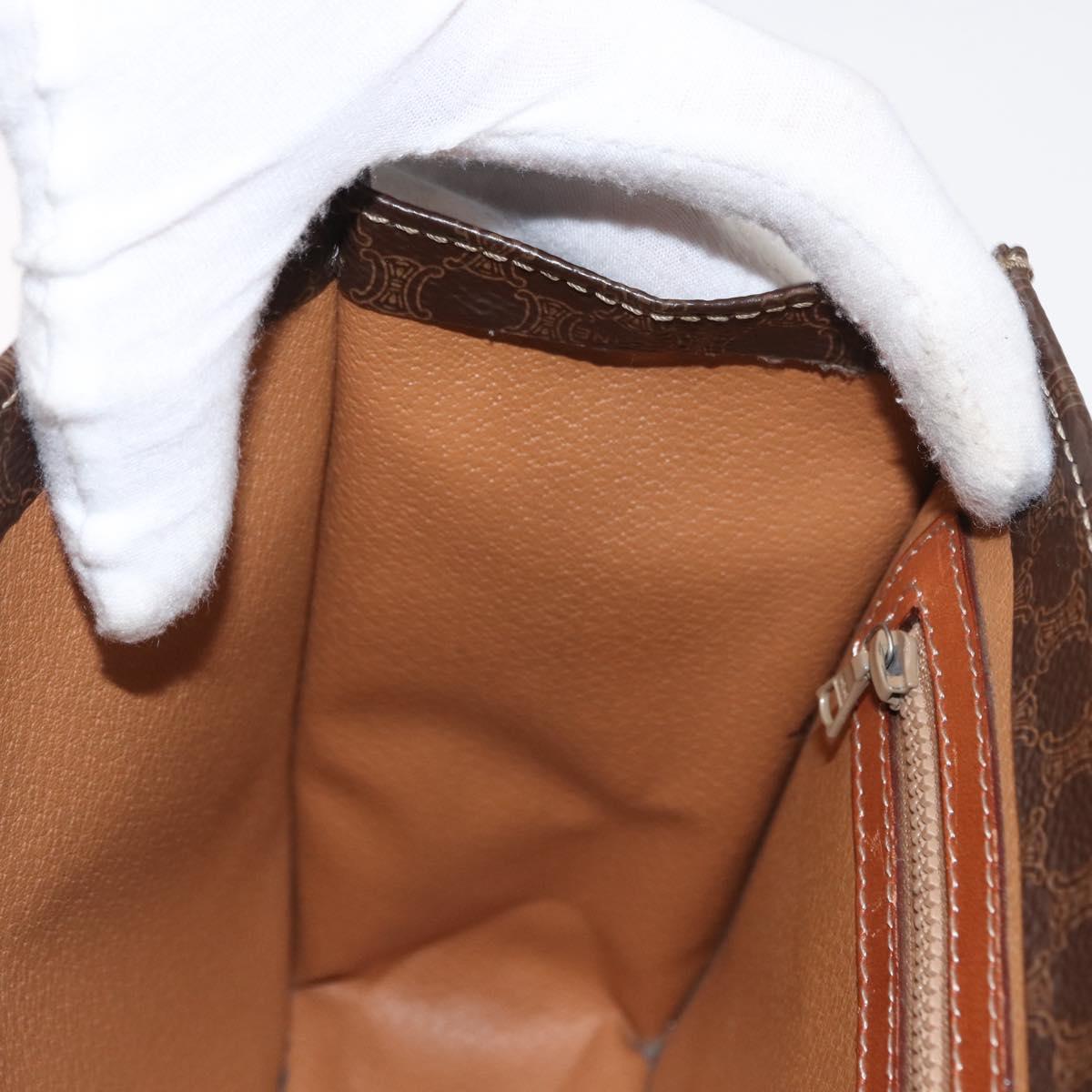 CELINE Macadam Canvas Hand Bag PVC Leather Brown Gold Auth ep12658