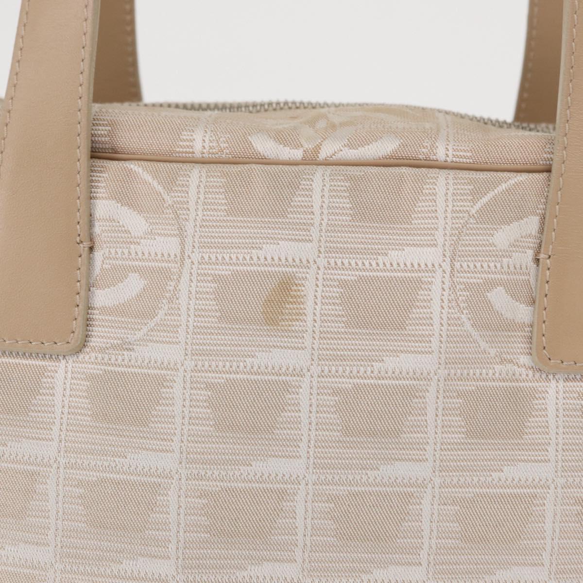 CHANEL New Travel Line Hand Bag Canvas Leather 2way Pink Gold CC Auth ep12659