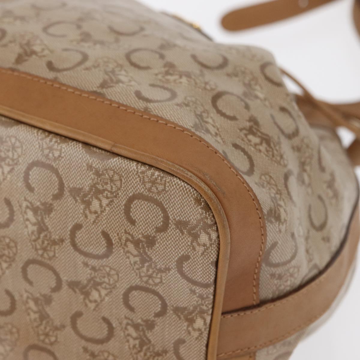 CELINE C Macadam Canvas Shoulder Bag PVC Beige Gold Auth ep12661
