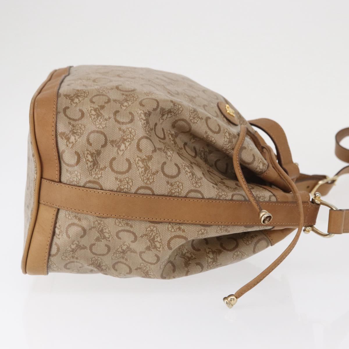 CELINE C Macadam Canvas Shoulder Bag PVC Beige Gold Auth ep12661