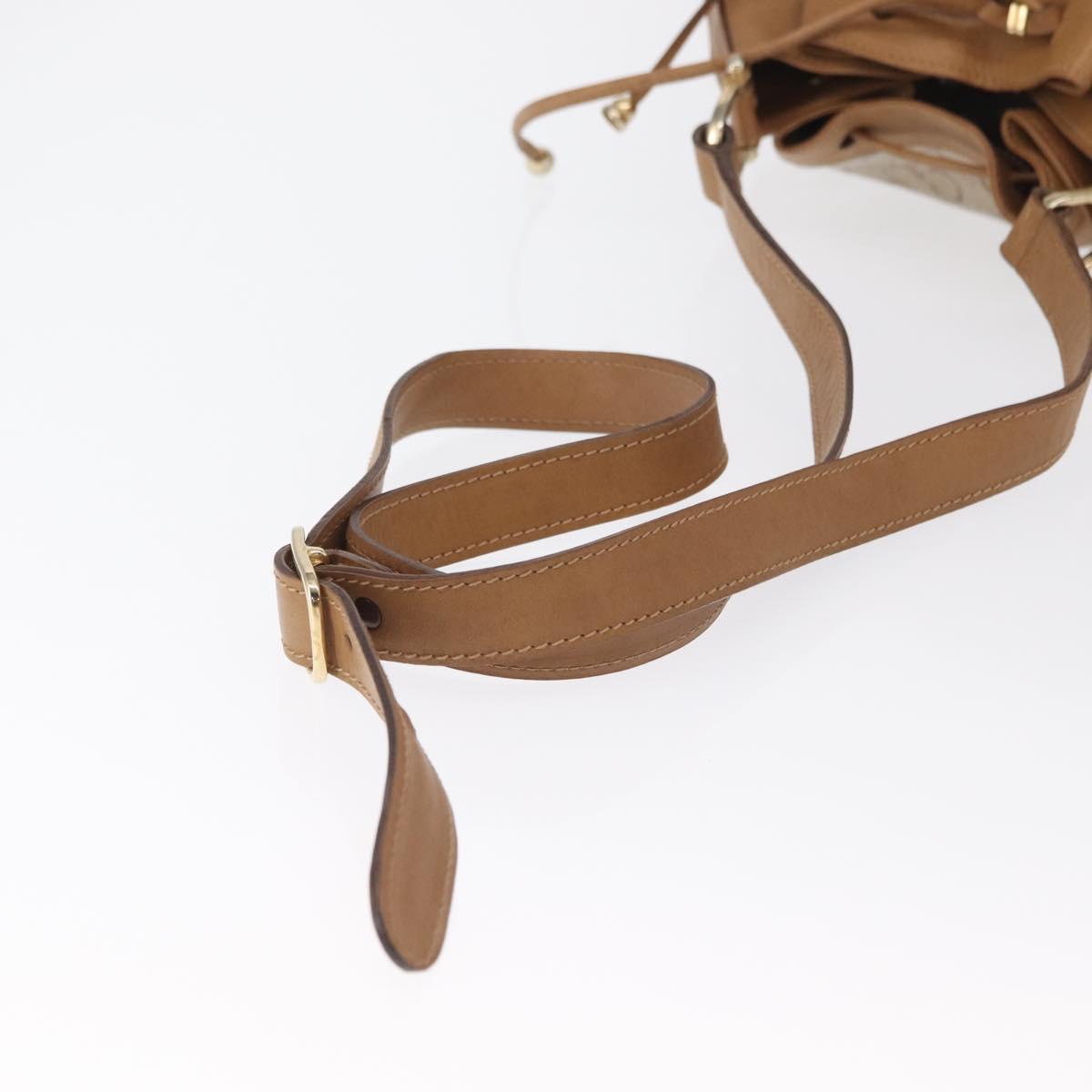CELINE C Macadam Canvas Shoulder Bag PVC Beige Gold Auth ep12661