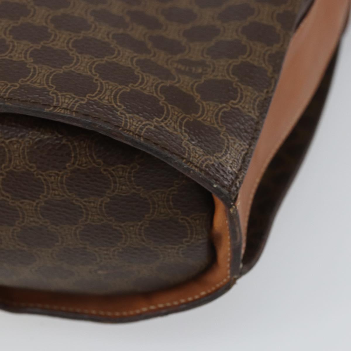 CELINE Macadam Canvas Shoulder Bag PVC Leather Brown Gold Auth ep12669