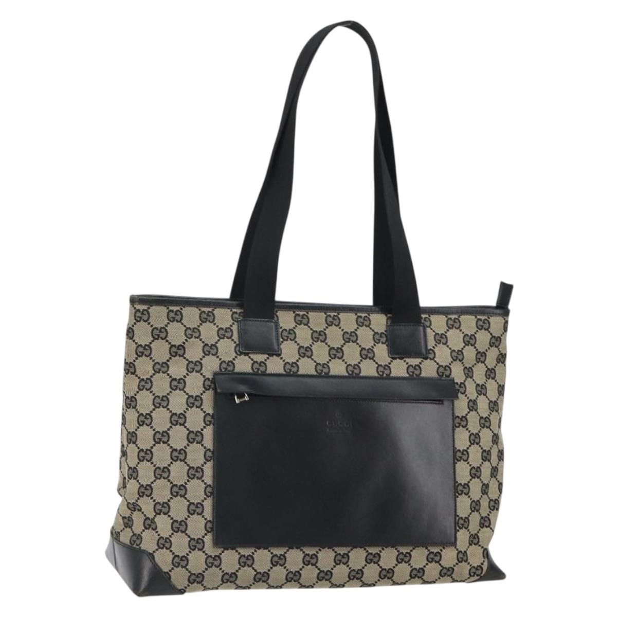 GUCCI GG Canvas Tote Bag Navy Silver 019 0426 2404 Auth ep12675