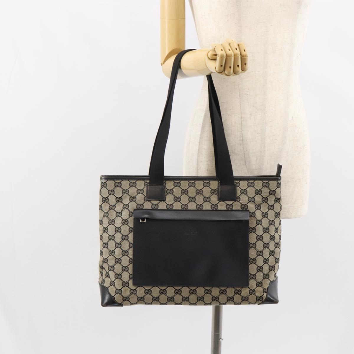 GUCCI GG Canvas Tote Bag Navy Silver 019 0426 2404 Auth ep12675