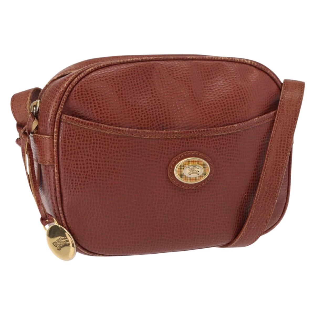 Burberrys Shoulder Bag Leather Brown Gold Auth ep12677