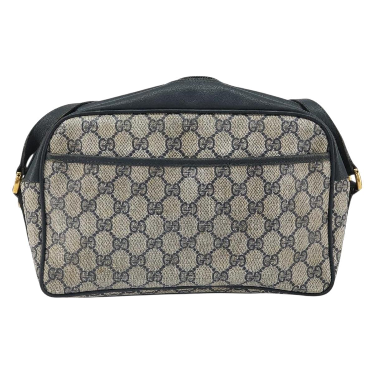 GUCCI GG Supreme Sherry Line Shoulder Bag PVC Navy Gold 001 56 0860 Auth ep12680