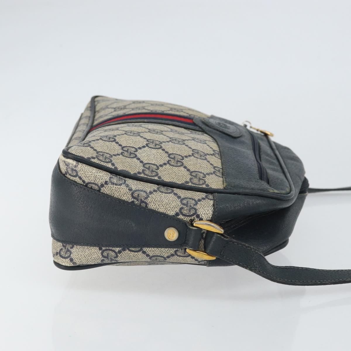 GUCCI GG Supreme Sherry Line Shoulder Bag PVC Navy Gold 001 56 0860 Auth ep12680