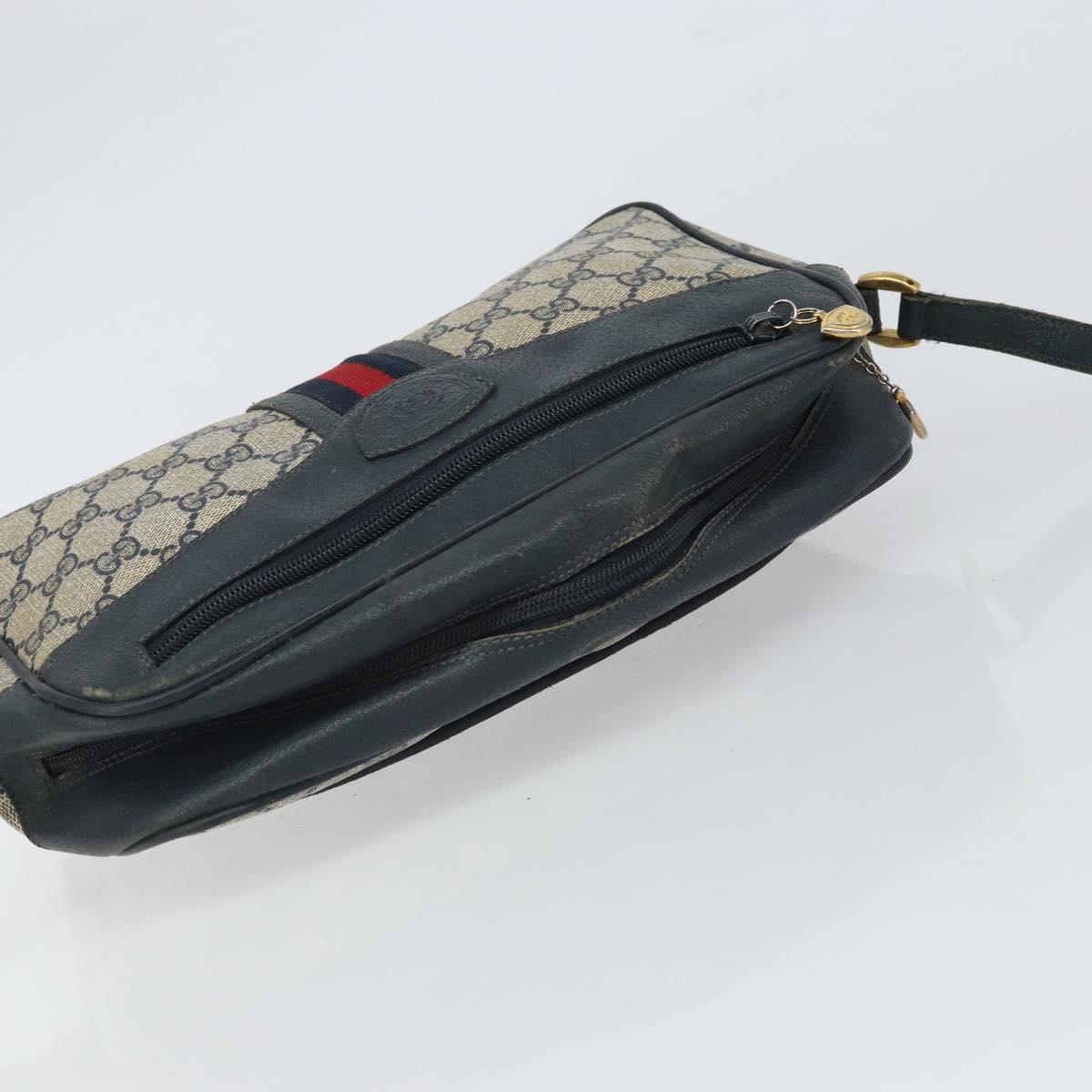 GUCCI GG Supreme Sherry Line Shoulder Bag PVC Navy Gold 001 56 0860 Auth ep12680
