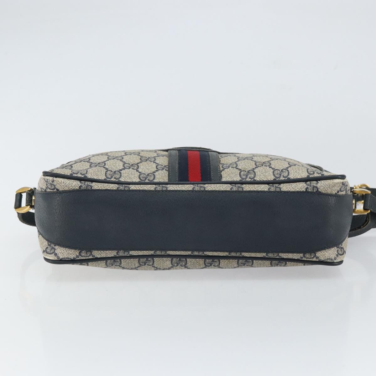 GUCCI GG Supreme Sherry Line Shoulder Bag PVC Navy Gold 001 56 0860 Auth ep12680