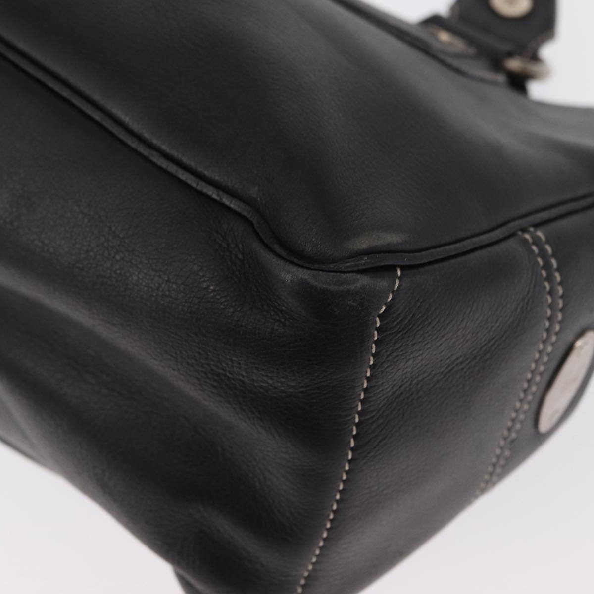 CELINE Boogie Hand Bag Leather Black Silver Auth ep12681