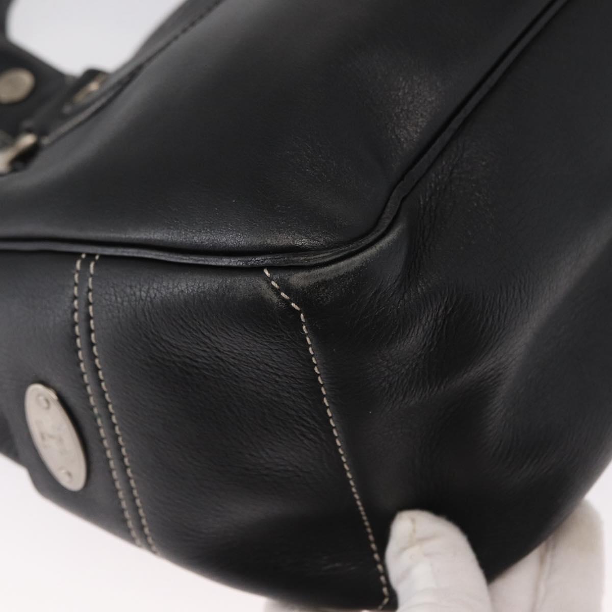 CELINE Boogie Hand Bag Leather Black Silver Auth ep12681