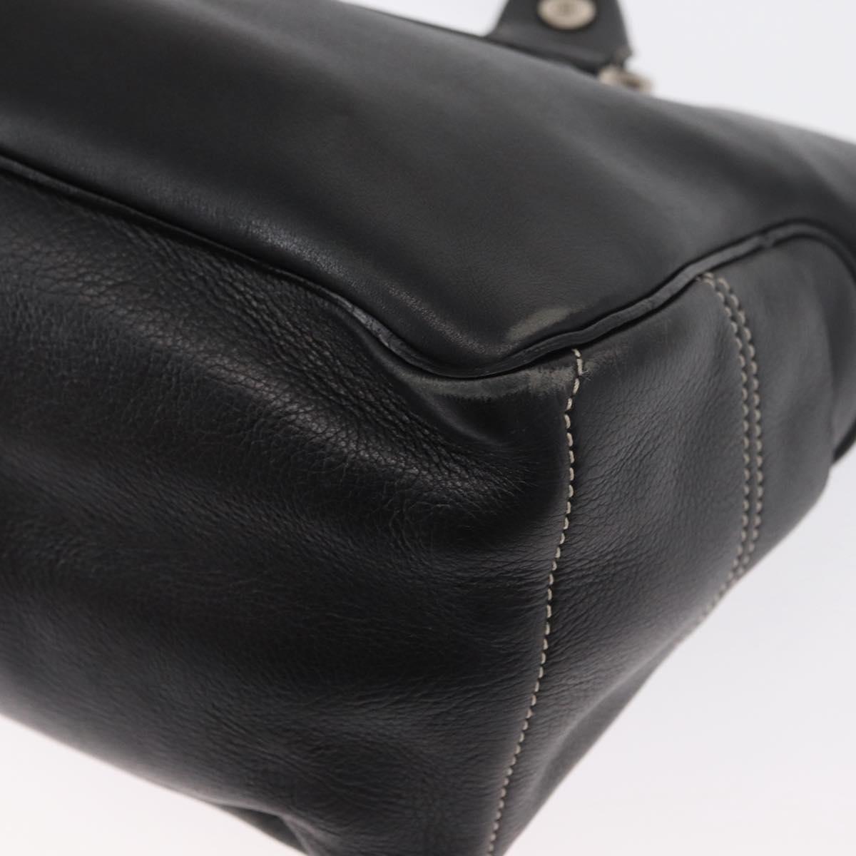 CELINE Boogie Hand Bag Leather Black Silver Auth ep12681