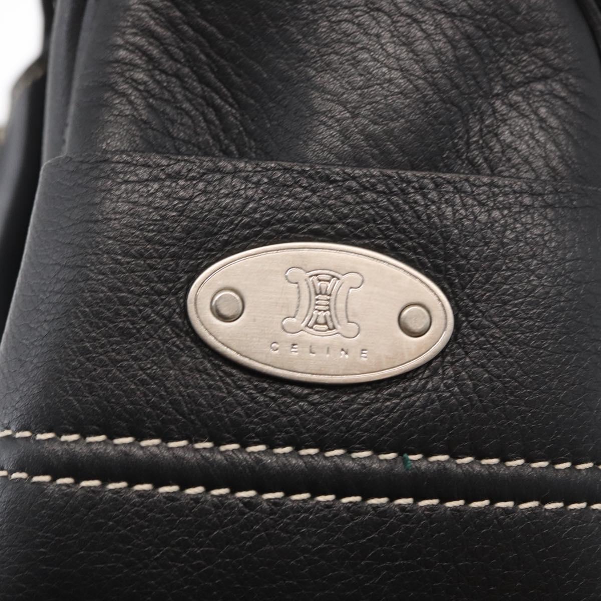 CELINE Boogie Hand Bag Leather Black Silver Auth ep12681